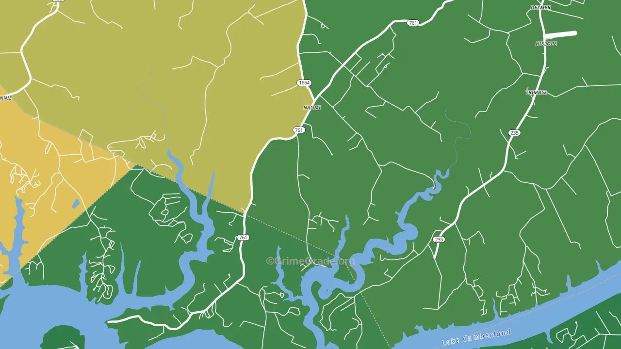 Naomi, KY Map of Vehicle Theft Rates
