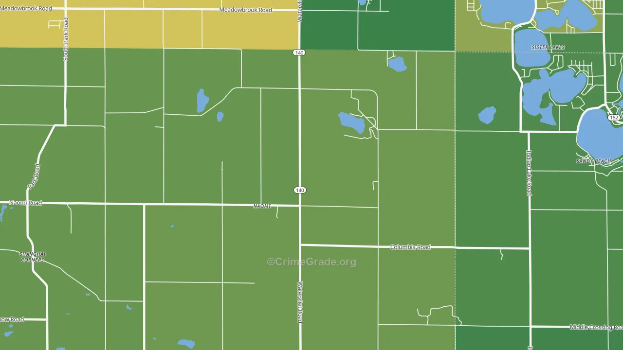 Naomi, MI Map of Vehicle Theft Rates