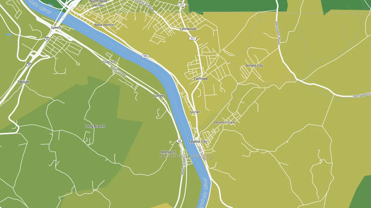 Naomi, PA Map of Vehicle Theft Rates