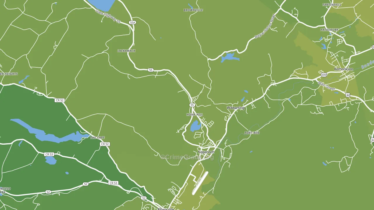 Napanoch, NY Map of Vehicle Theft Rates