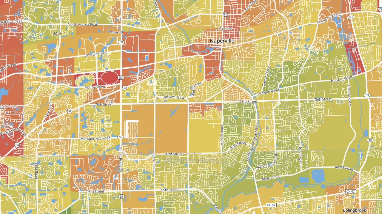 Naperville, IL Map of Vehicle Theft Rates