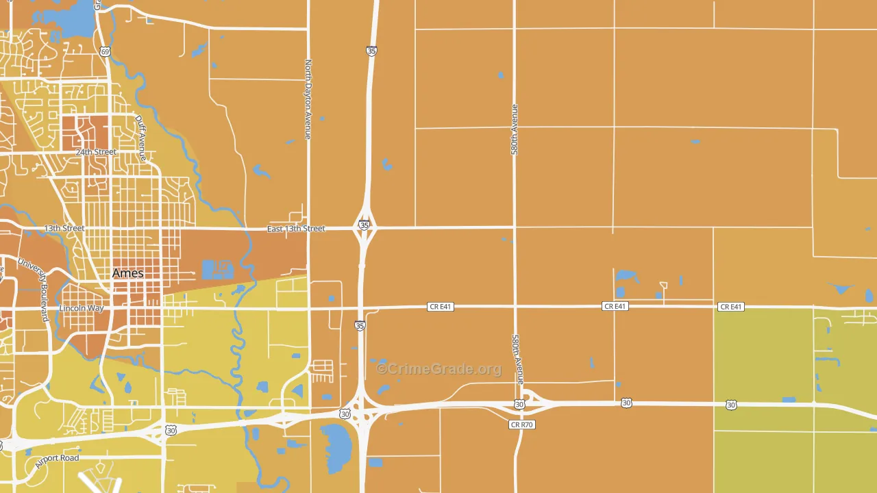 Napier, IA Map of Vehicle Theft Rates
