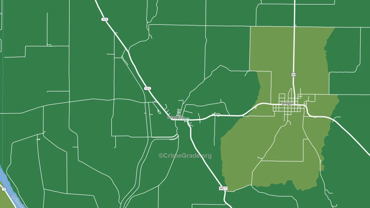 Napier, MO Map of Vehicle Theft Rates