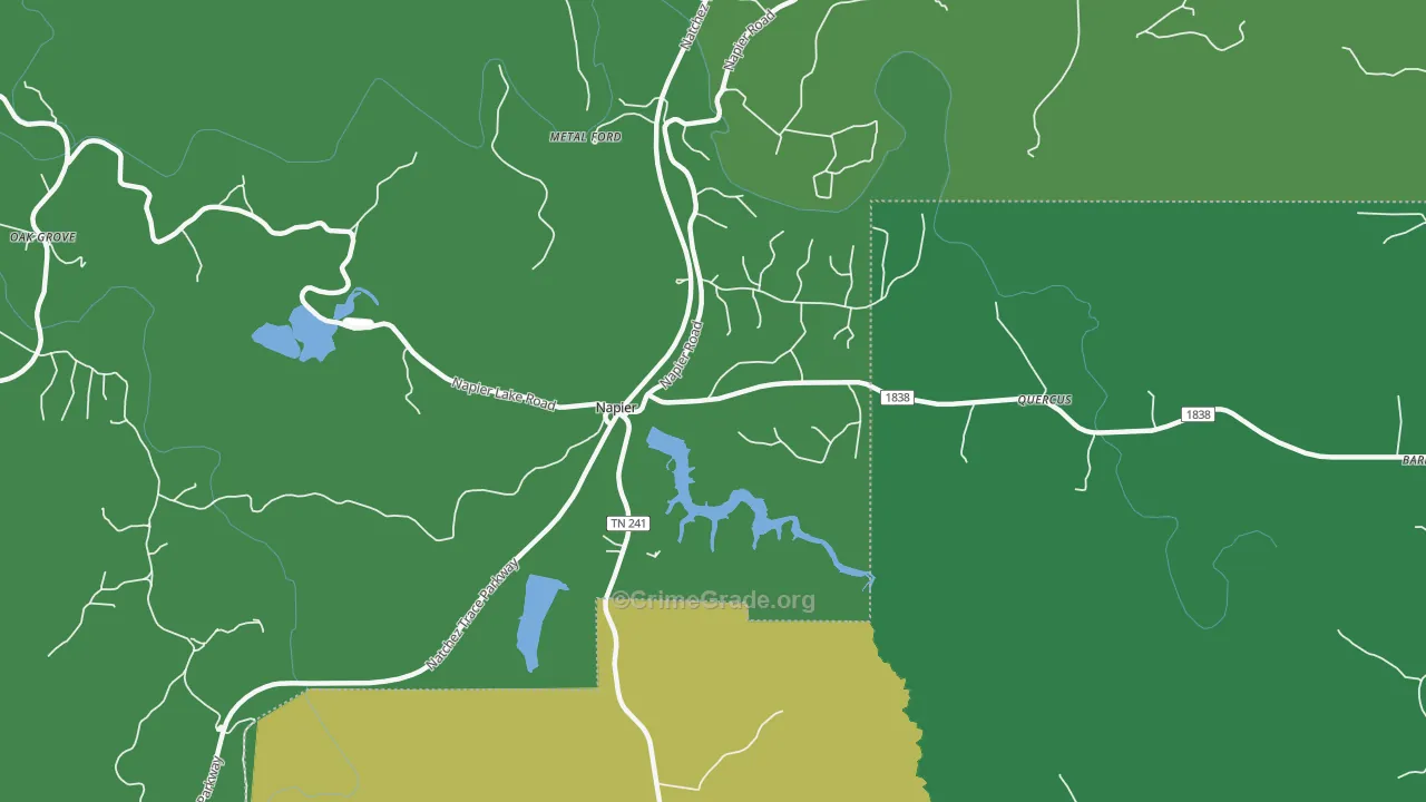 Napier, TN Map of Vehicle Theft Rates