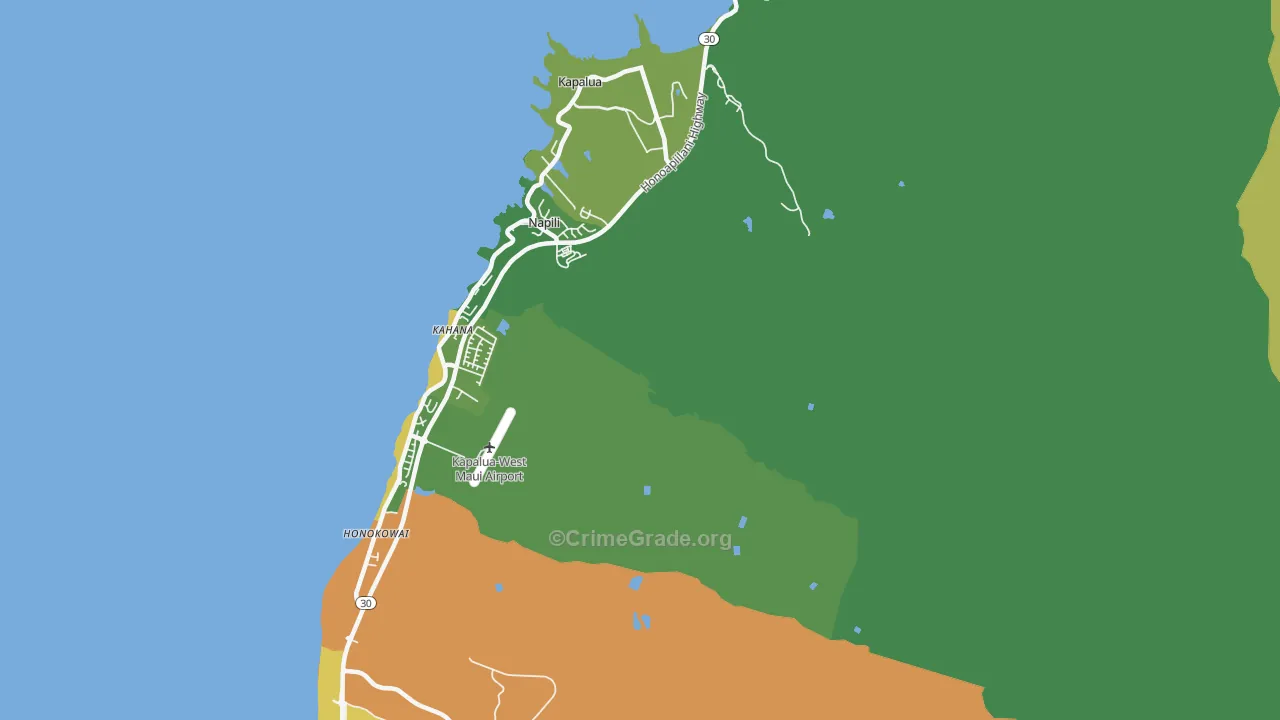 Napili, HI Map of Vehicle Theft Rates