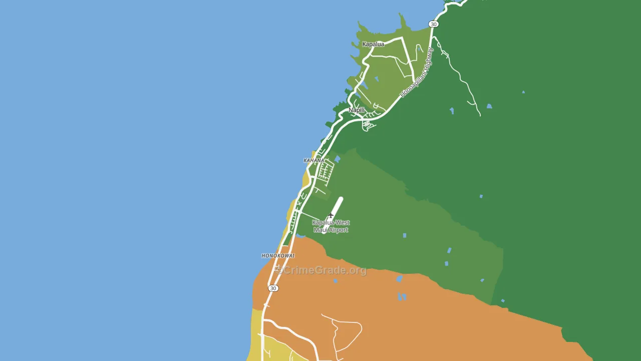 Napili-Honokowai, Lahaina, HI Map of Vehicle Theft Rates