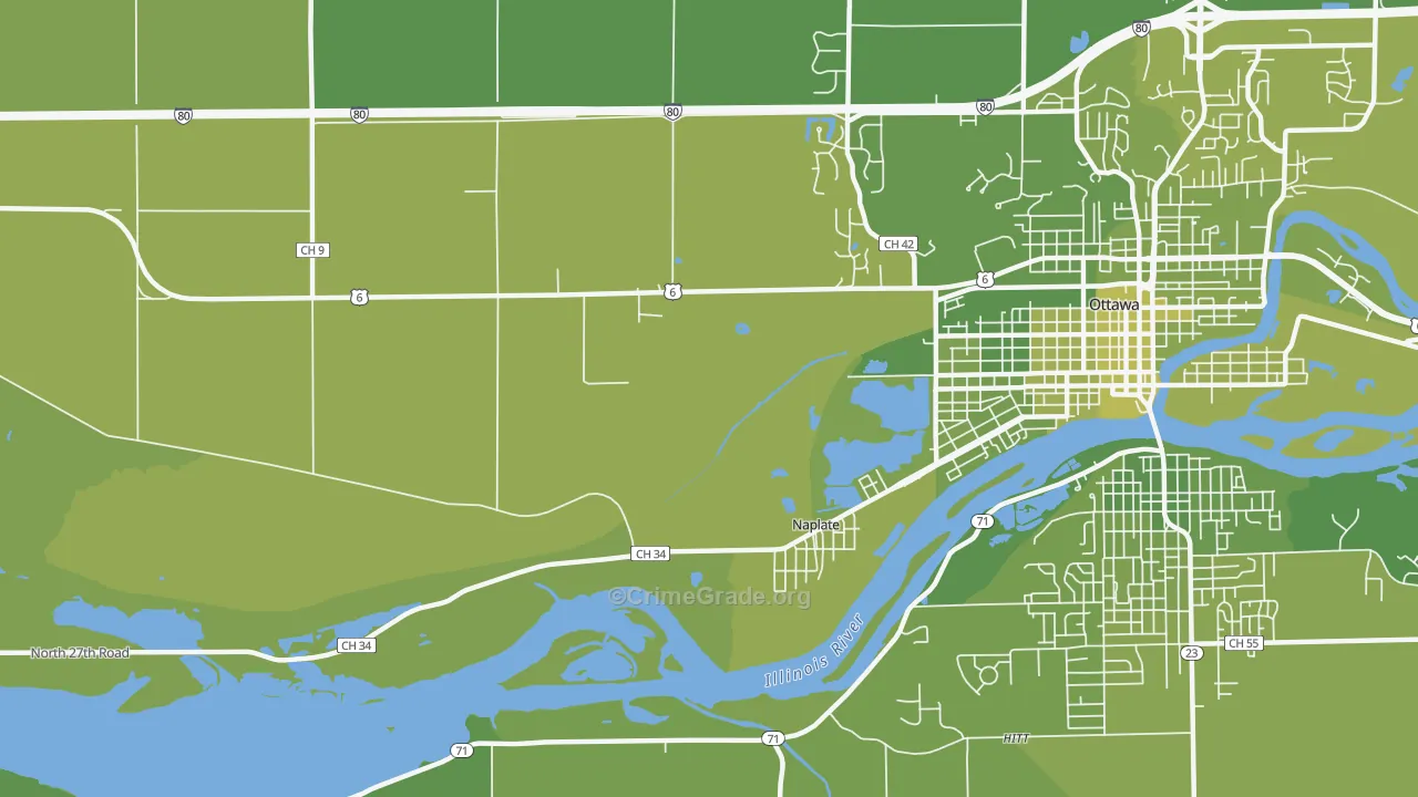 Naplate, IL Map of Vehicle Theft Rates