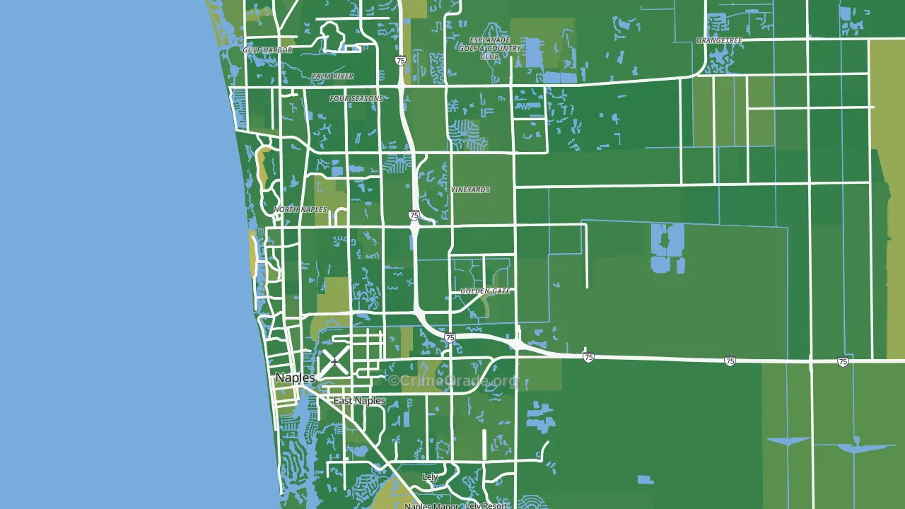 Naples, FL Map of Vehicle Theft Rates
