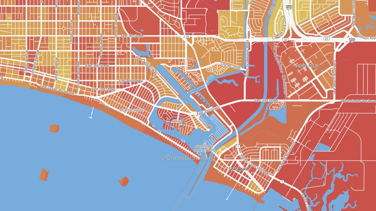 Naples-Marina Area, Long Beach, CA Map of Vehicle Theft Rates