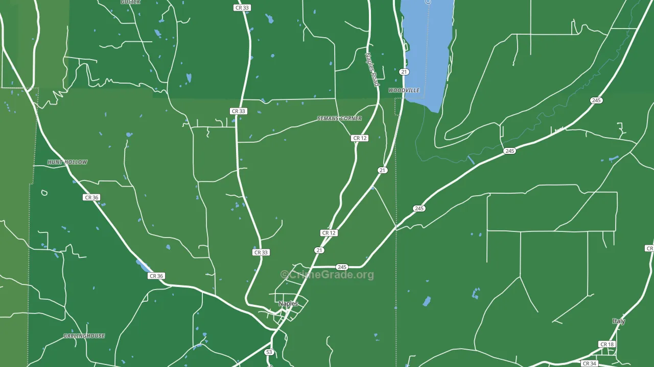 Naples, NY Map of Vehicle Theft Rates