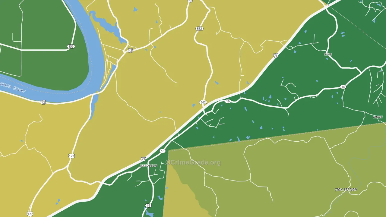 Napoleon, KY Map of Vehicle Theft Rates