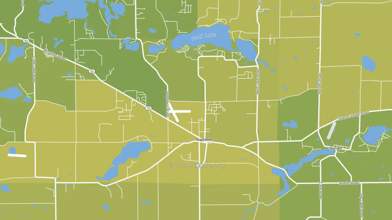 Napoleon, MI Map of Vehicle Theft Rates