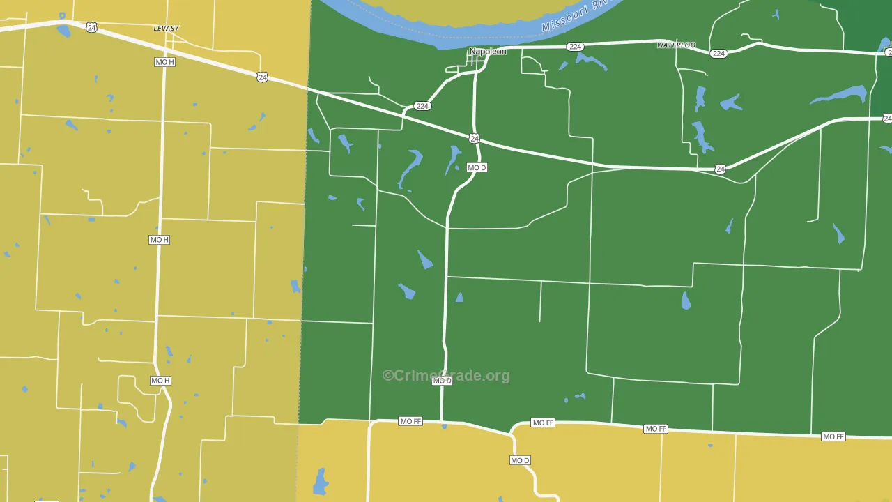 Napoleon, MO Map of Vehicle Theft Rates