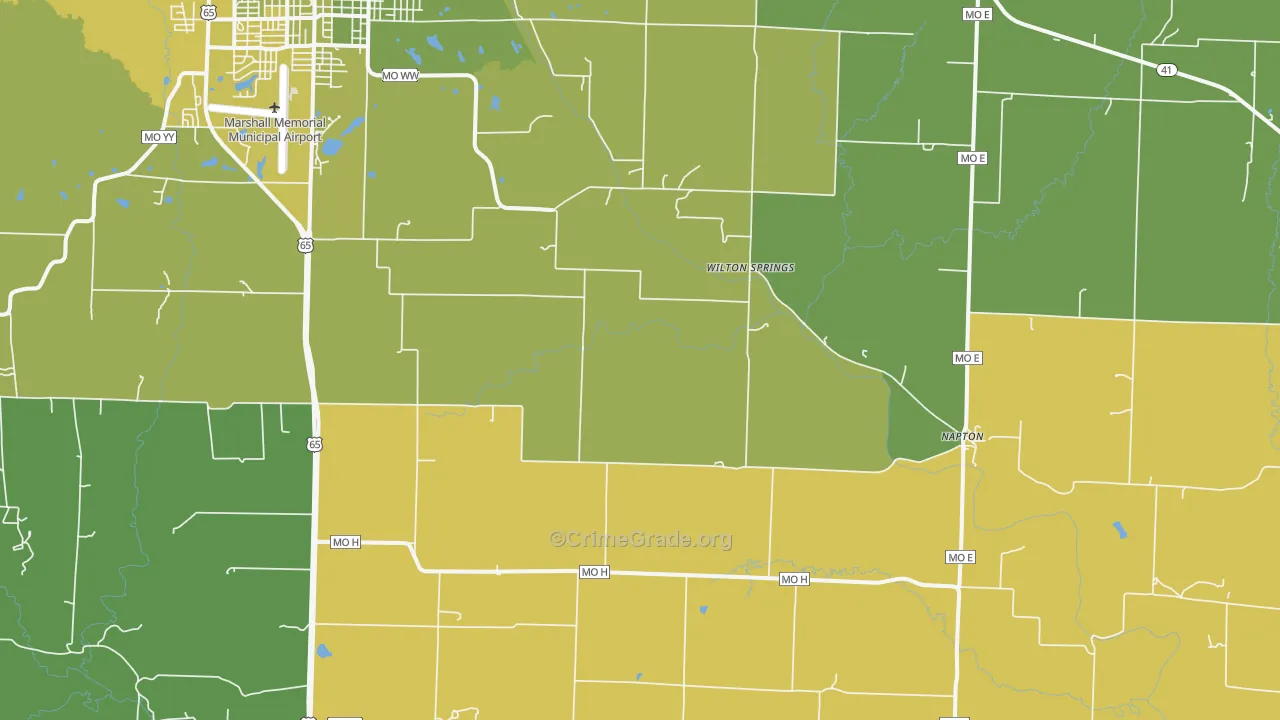 Napton, MO Map of Vehicle Theft Rates