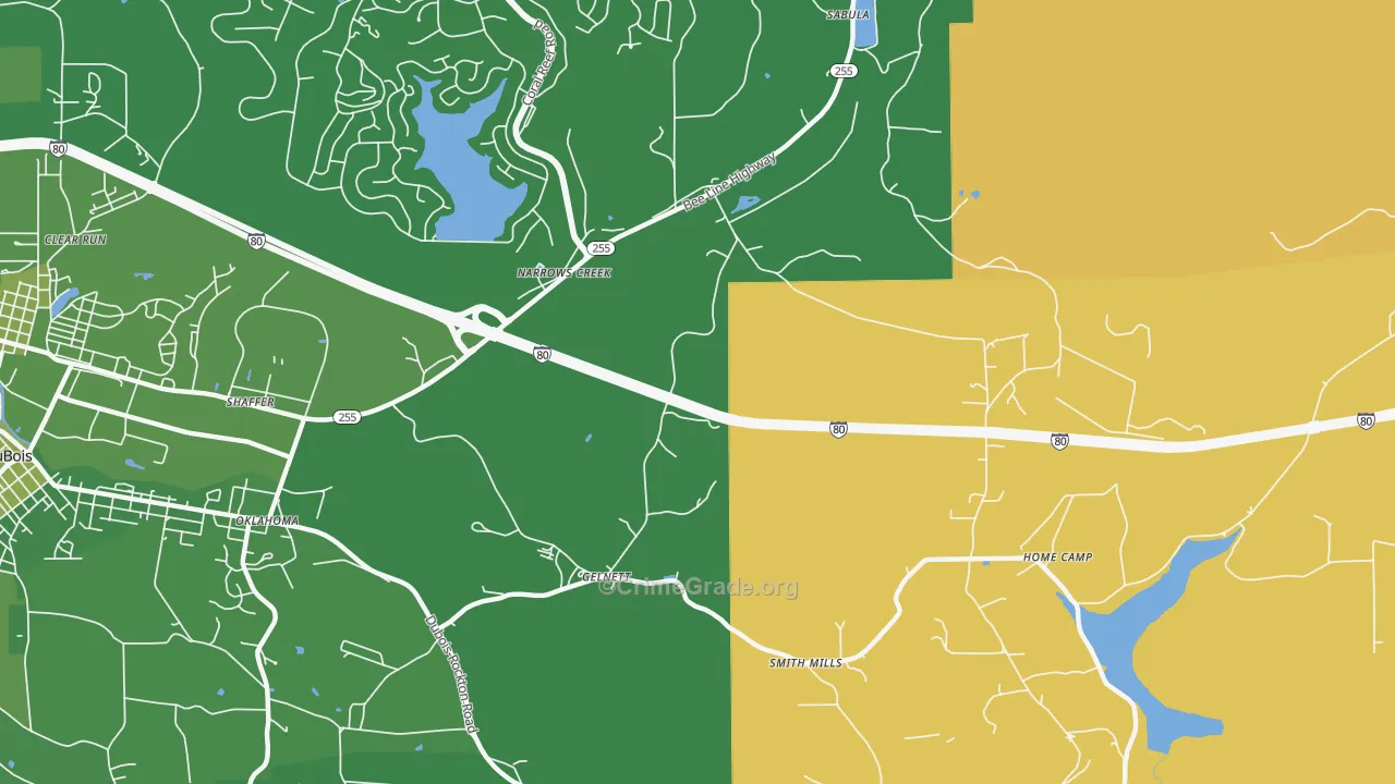 Narrows Creek, PA Map of Vehicle Theft Rates