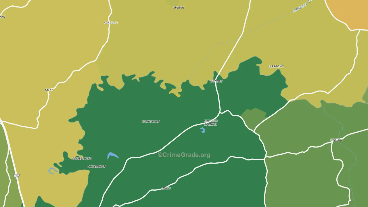 Narrows, KY Map of Vehicle Theft Rates