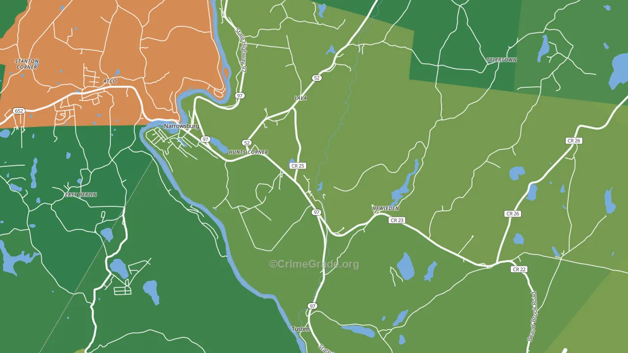 Narrowsburg, NY Map of Vehicle Theft Rates