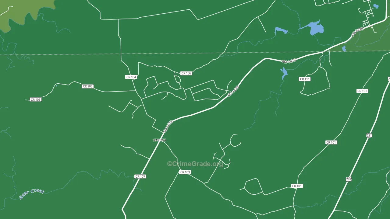 Naruna, TX Map of Vehicle Theft Rates