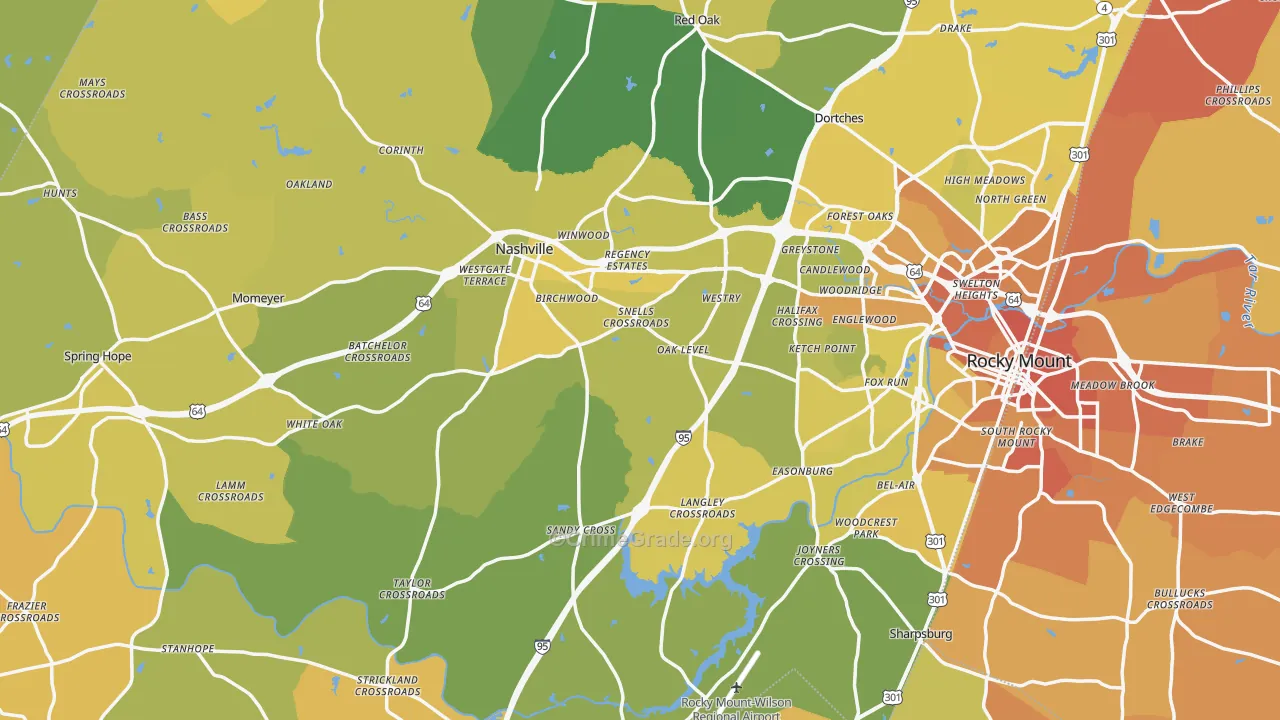 Nash County, NC Map of Vehicle Theft Rates