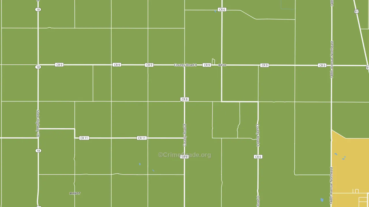 Nash, ND Map of Vehicle Theft Rates