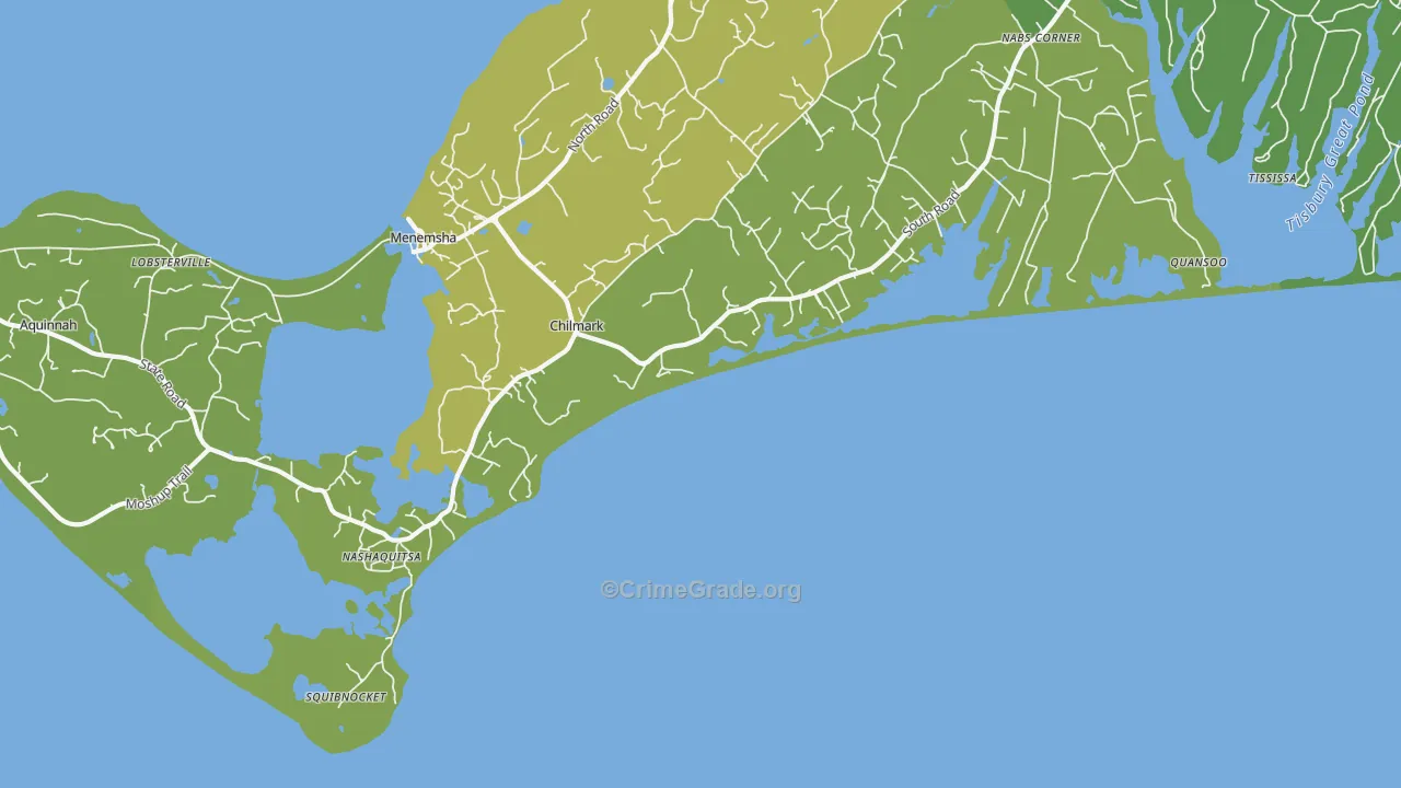 Nashaquitsa, MA Map of Vehicle Theft Rates