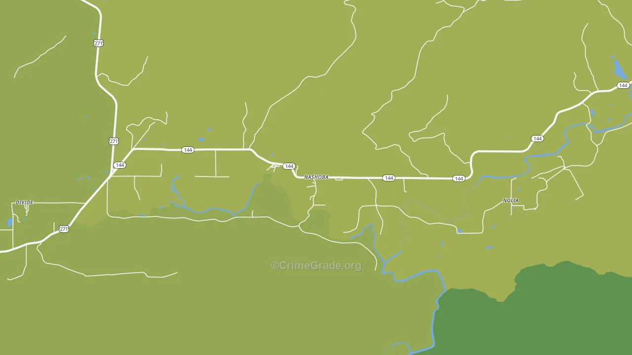 Nashoba, OK Map of Vehicle Theft Rates