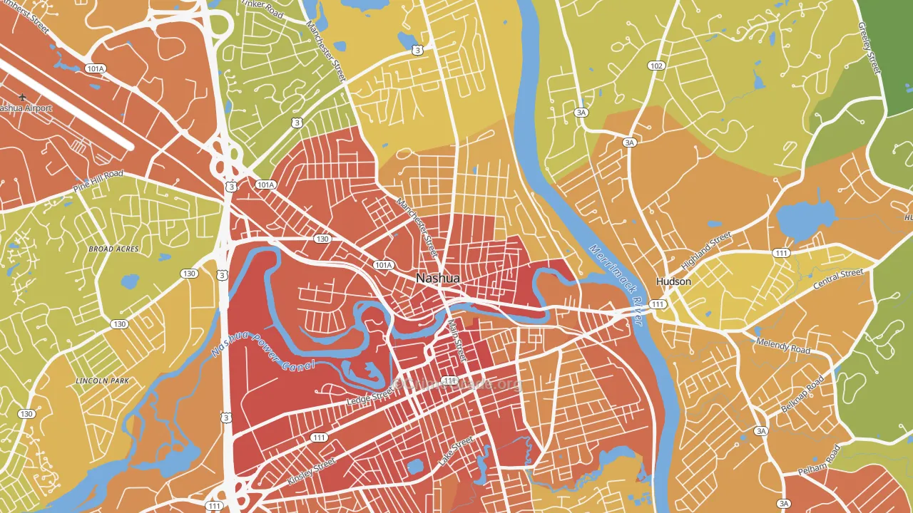 Nashua Historic District, Nashua, NH Map of Vehicle Theft Rates
