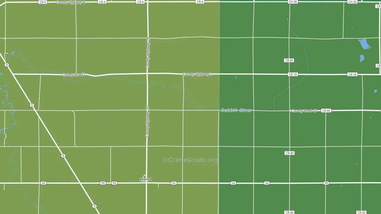 Nashua, MN Map of Vehicle Theft Rates