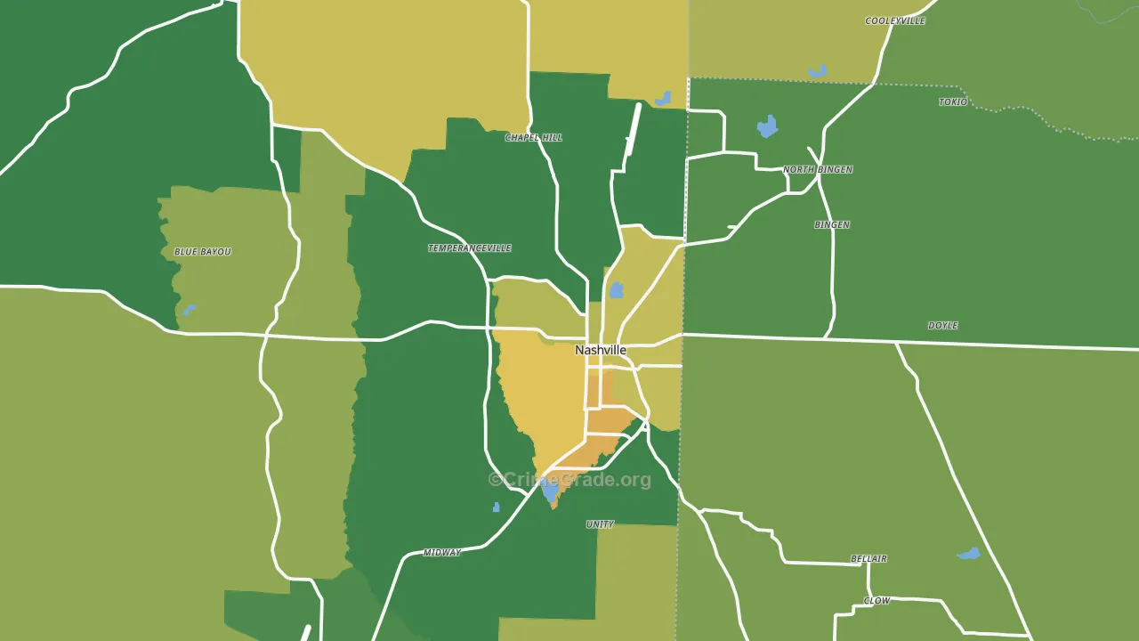 Nashville, AR Map of Vehicle Theft Rates