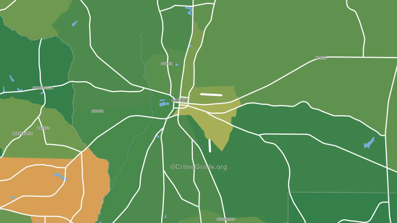 Nashville, GA Map of Vehicle Theft Rates