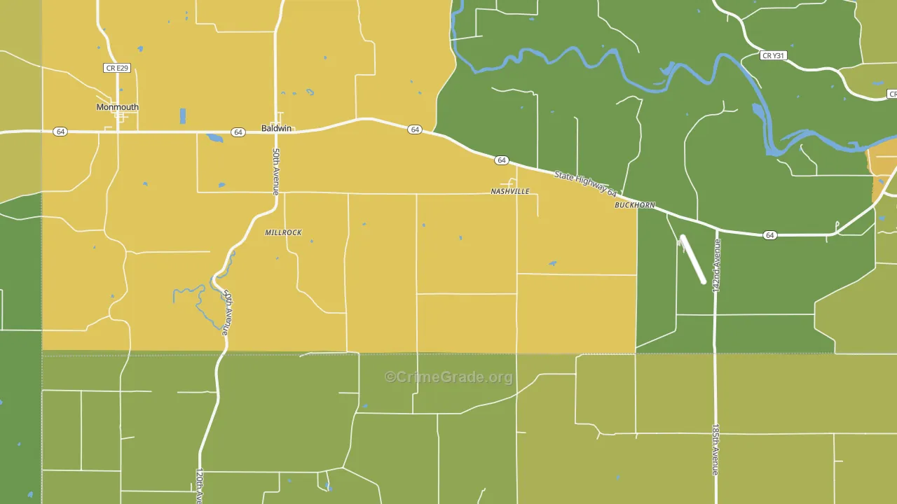 Nashville, IA Map of Vehicle Theft Rates