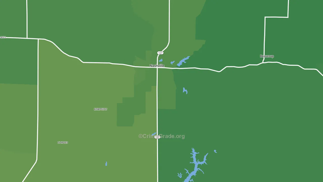 Nashville, IL Map of Vehicle Theft Rates