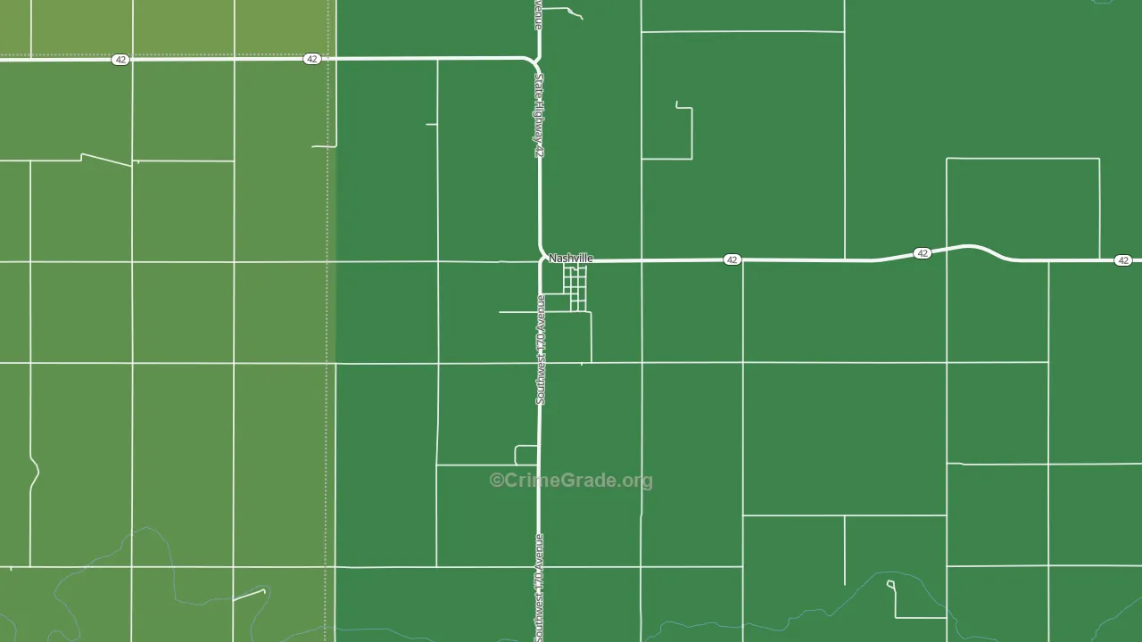 Nashville, KS Map of Vehicle Theft Rates