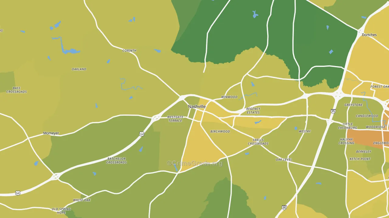 Nashville, NC Map of Vehicle Theft Rates