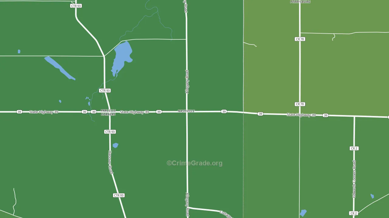 Nashville, NY Map of Vehicle Theft Rates