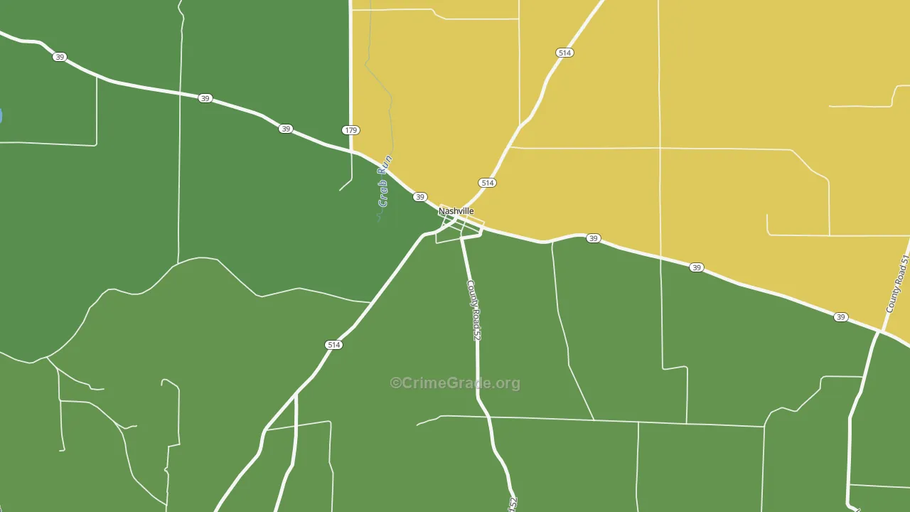Nashville, OH Map of Vehicle Theft Rates