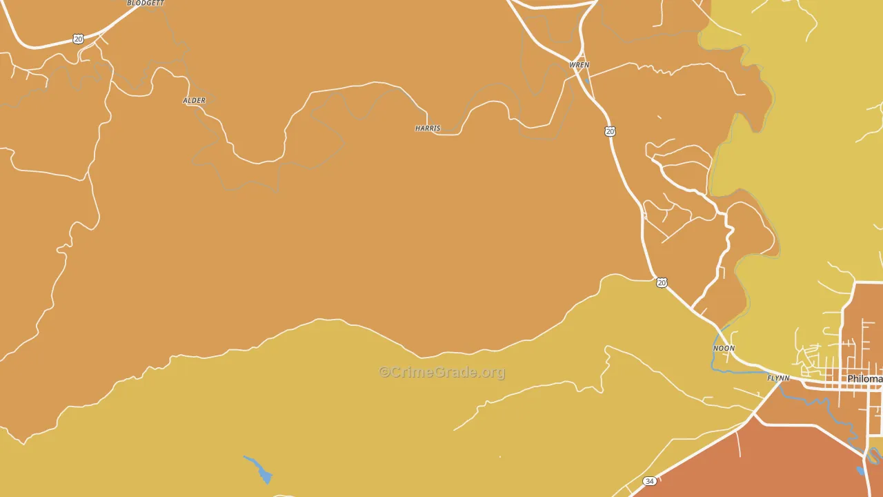 Nashville, OR Map of Vehicle Theft Rates