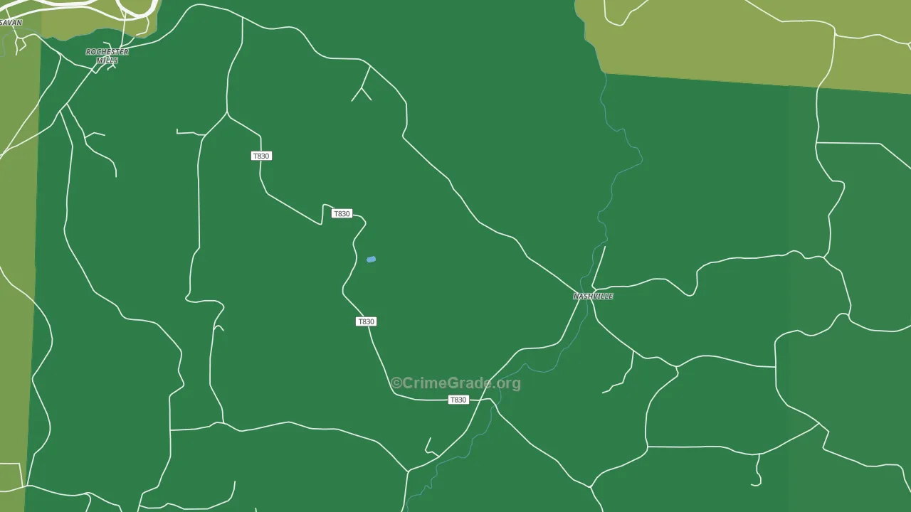 Nashville, PA Map of Vehicle Theft Rates