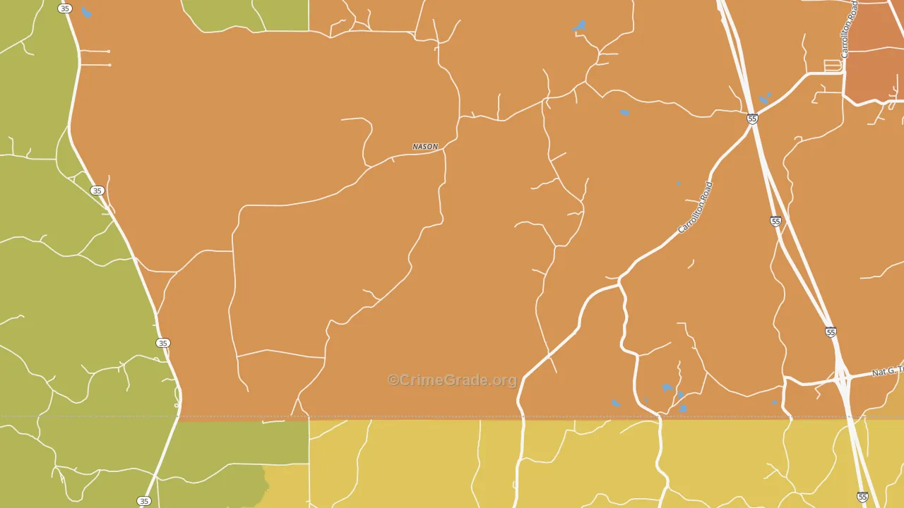 Nason, MS Map of Vehicle Theft Rates
