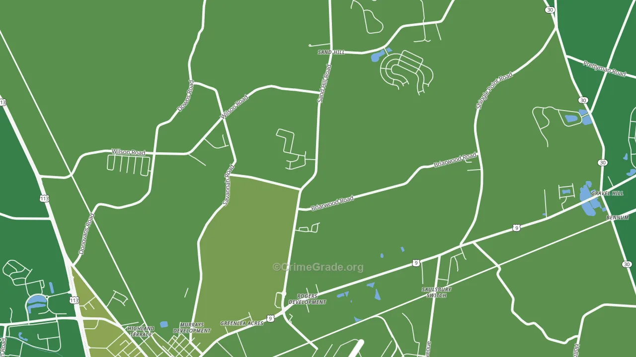 Nassau, DE Map of Vehicle Theft Rates