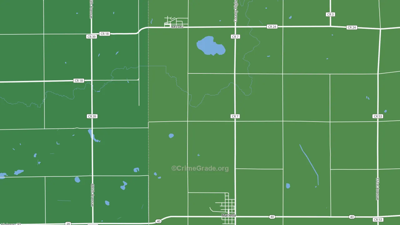 Nassau, MN Map of Vehicle Theft Rates