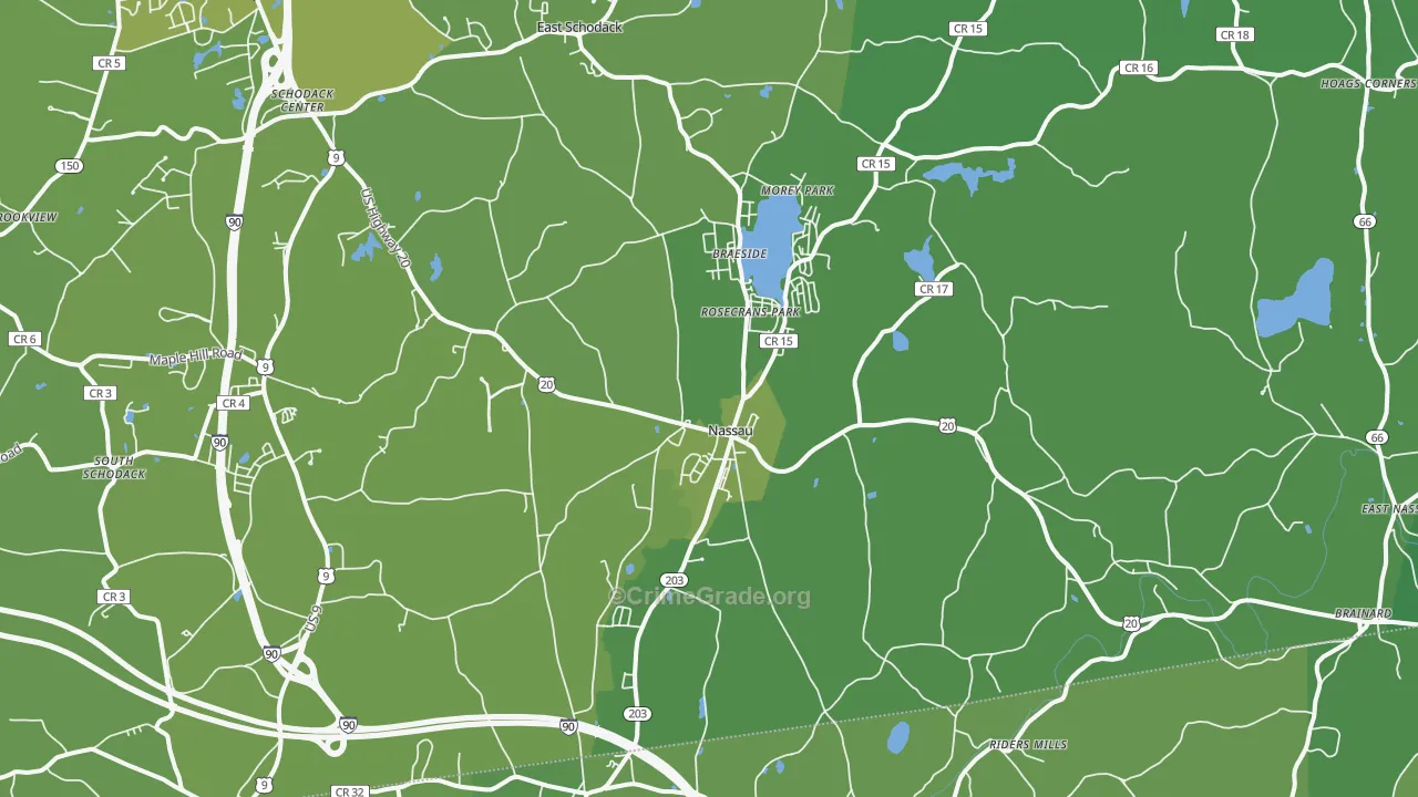 Nassau, NY Map of Vehicle Theft Rates