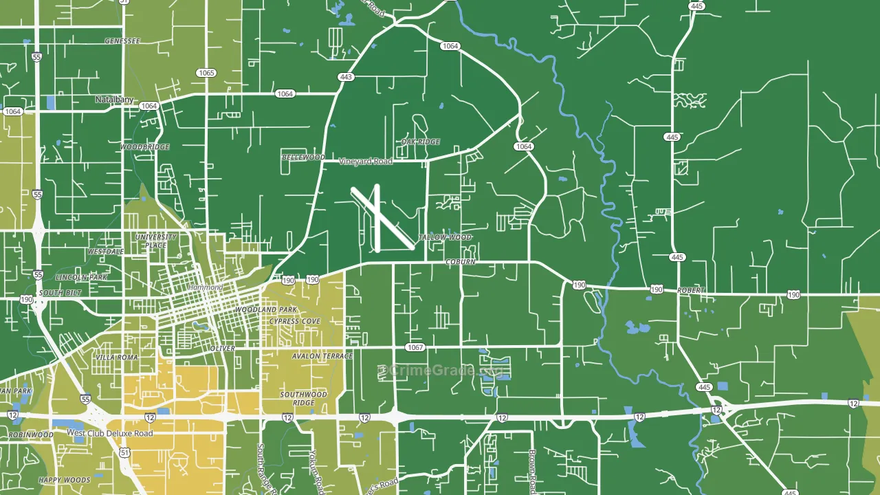 Natalbany, LA Map of Vehicle Theft Rates