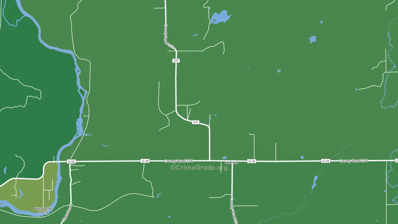 Nathan, MI Map of Vehicle Theft Rates
