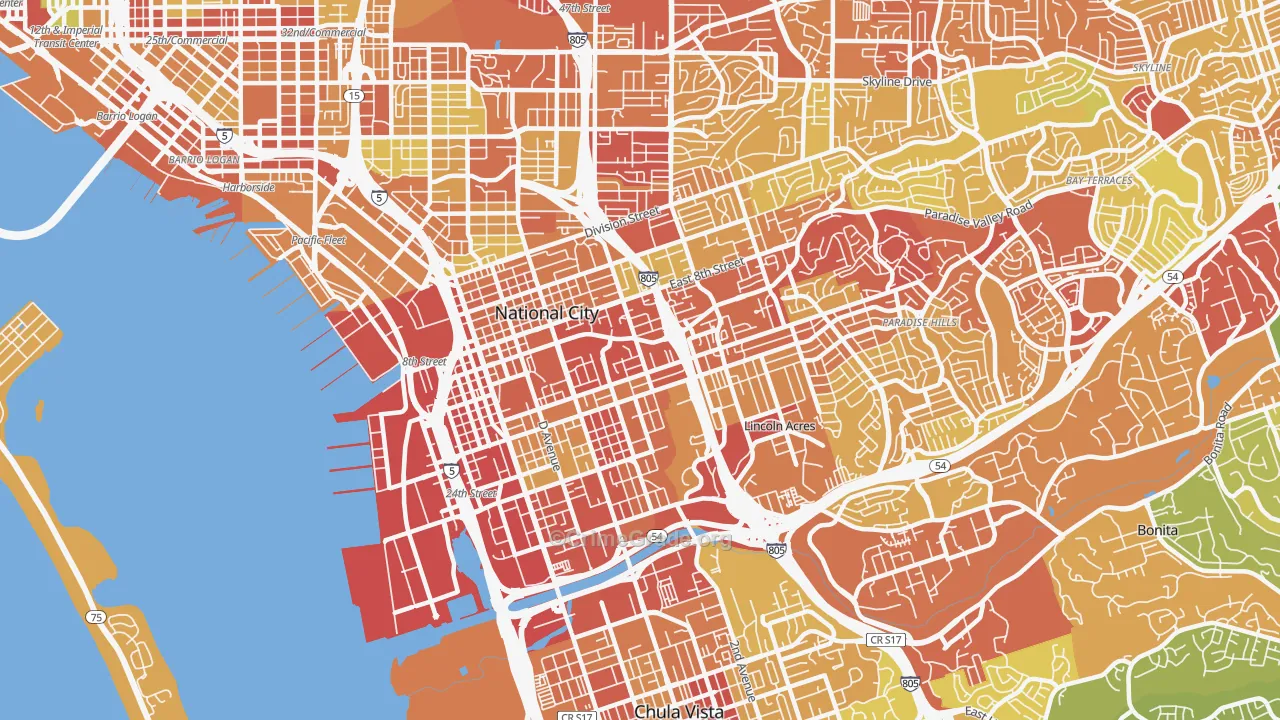 National City, CA Map of Vehicle Theft Rates