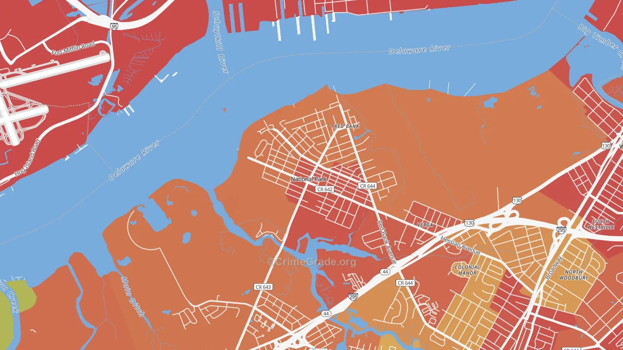 National Park, NJ Map of Vehicle Theft Rates