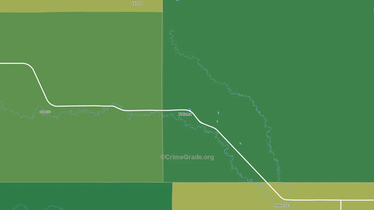 Natoma, KS Map of Vehicle Theft Rates