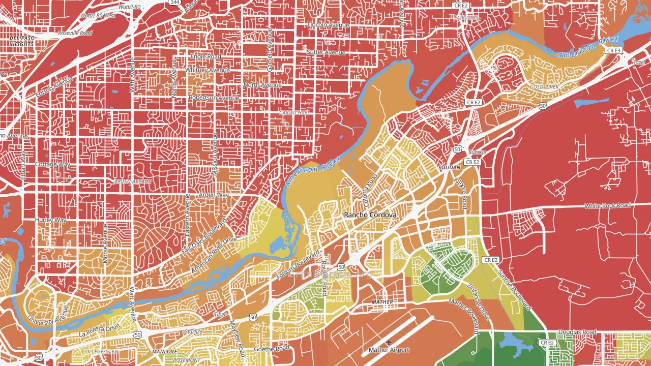 Natomas Corporate Center, Sacramento, CA Map of Vehicle Theft Rates