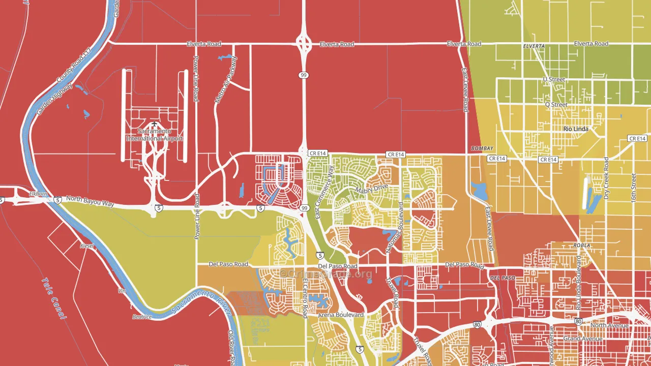 Natomas Creek, Sacramento, CA Map of Vehicle Theft Rates