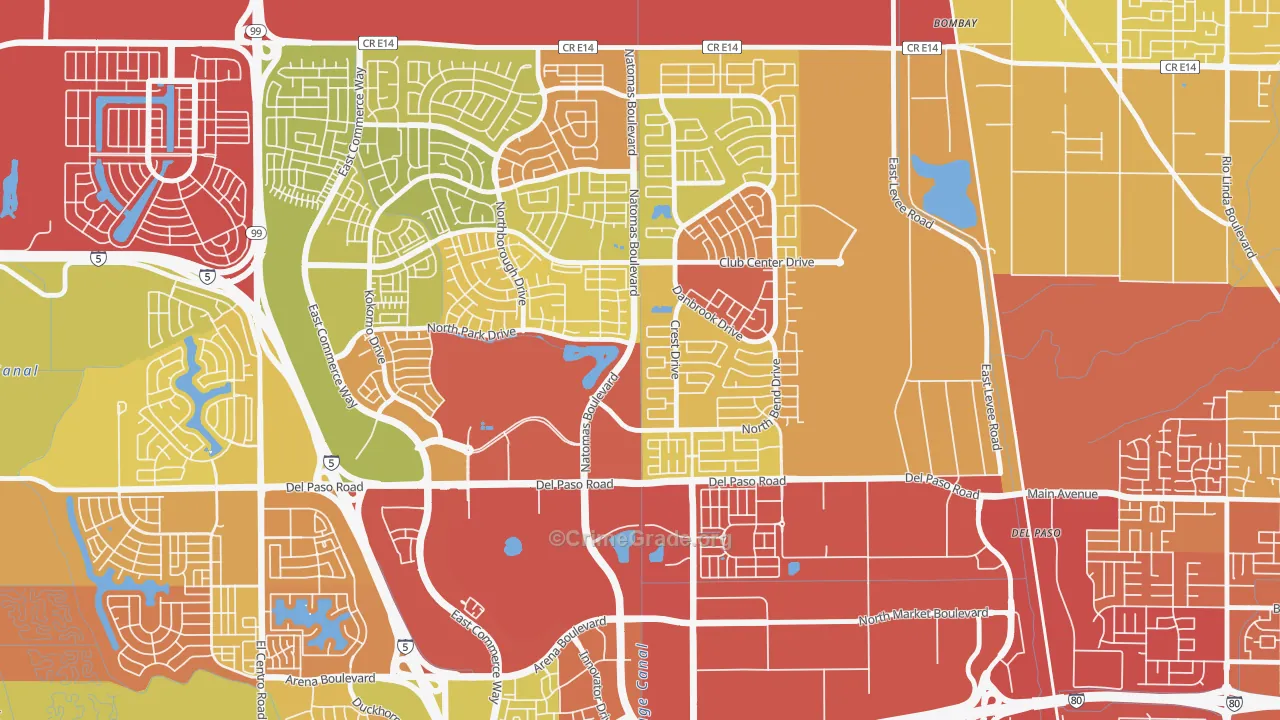 Natomas Park, Sacramento, CA Map of Vehicle Theft Rates